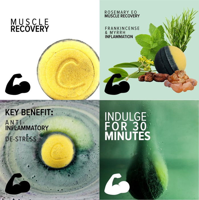 Muscle Recovery Therapy Bomb 6-Pack (Bath Bombs for Sore and Tired Muscles)