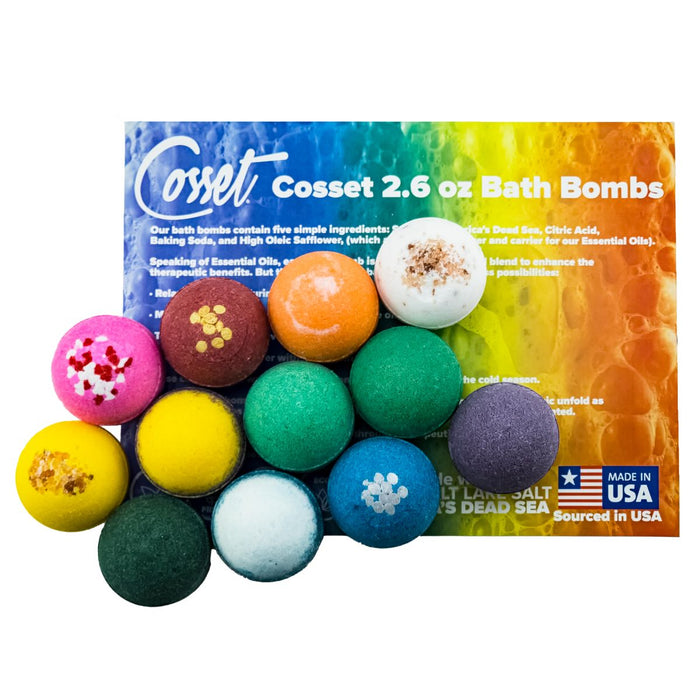 Cosset 2.6oz Bath Bomb 12 Pack, Gift Set, Me Time