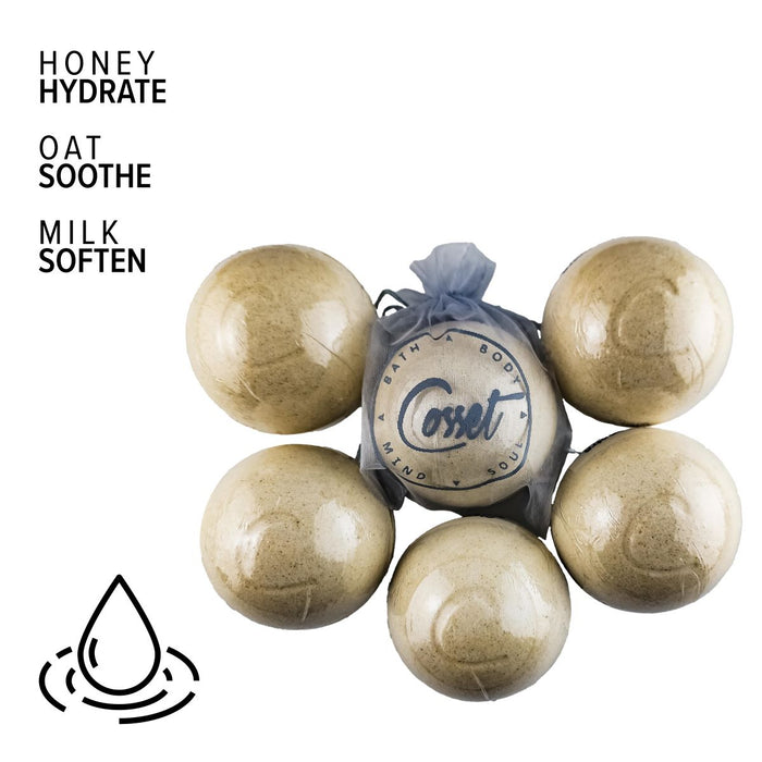 Cleopatra Therapy Bomb 6-Pack (Soothing Oatmeal, Milk & Honey Bath Bombs)